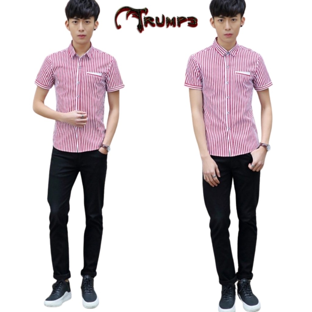 Áo Sơ Mi Nam Ngắn Tay H&H-SMPT07 Phối Túi Giả Form Slimfit Chất Kate Mềm Mịn Không Nhăn Phai -2 màu #8