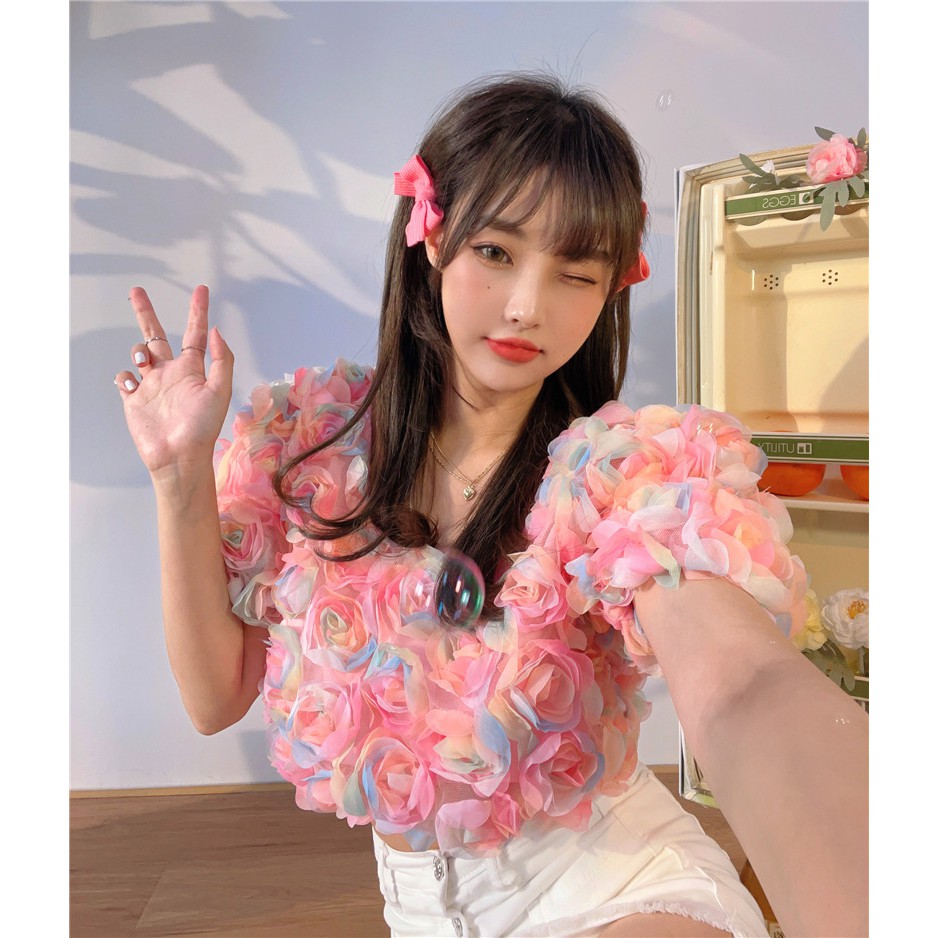 Áo croptop hoa hồng ulzzang  050521