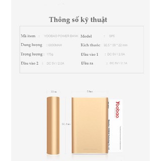 Sạc Dự Phòng Yoobao SP6 6000mAh