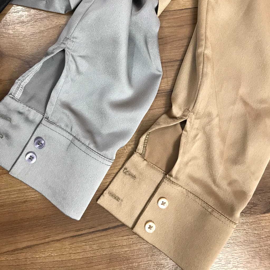 Áo sơ mi trắng nữ lụa kiểu hàn quốc form rộng dáng dài công sở và đi học trắng đen dài tay phong cách Ulzzang | BigBuy360 - bigbuy360.vn