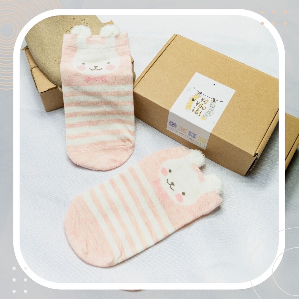 TẤT VỚ CỔ NGẮN THÚ HOẠT HÌNH CÓ TAI MÀU PASTEL