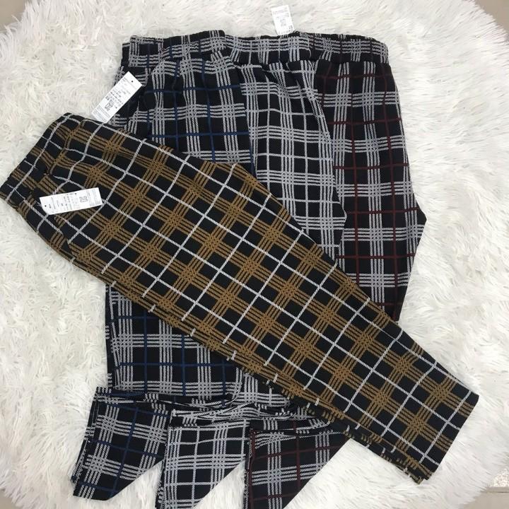 Quần baggy caro nữQuần sọc caro lưng thun