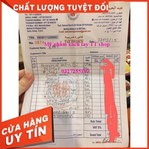 [Hàng chính hãng xách tay_free ship]Nước hoa nữ - tinh dầu nước hoa Dubai lưu hương 8h kèm hộp