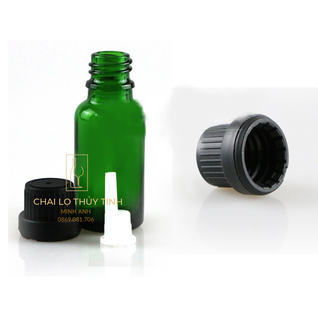 Lọ đựng chiết tinh dầu thủy tinh màu xanh nắp nhựa đen nhỏ giọt dung tích 5ml/10ml/15ml/20ml/30ml/50ml/100ml [Giá sỉ/Lẻ]