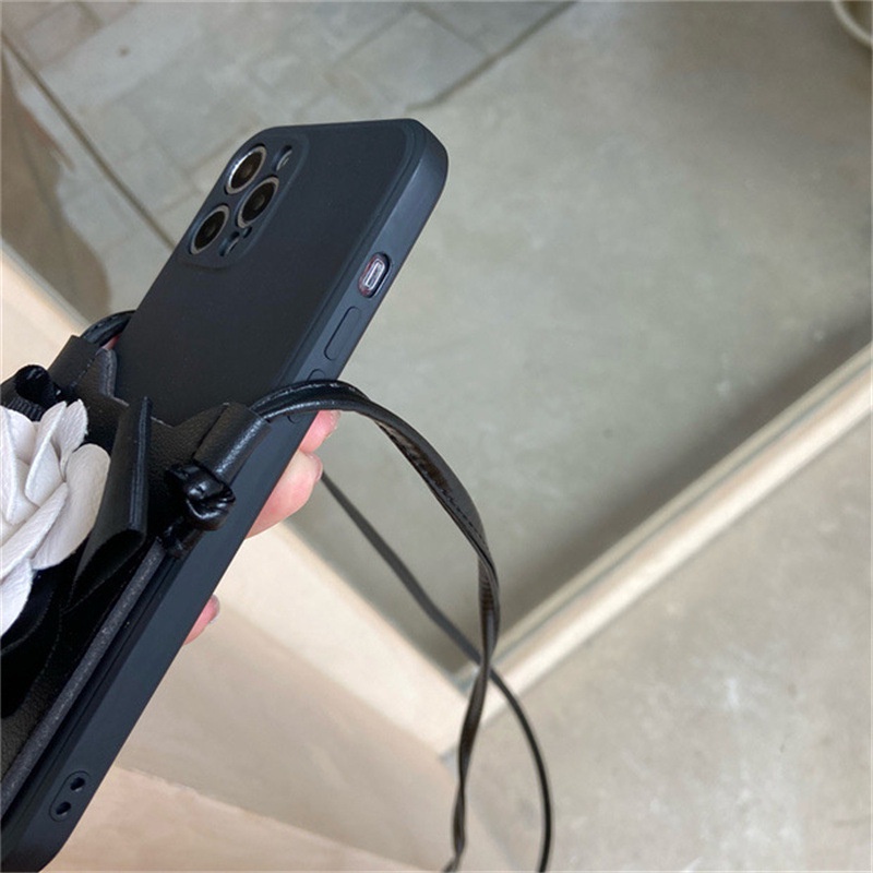 Ốp Điện Thoại Hình Hoa Trà Có Dây Đeo Cho iPhone 11 12 13 PRO Max 11 12 13 PRO XR X XS XSMAX 6 7 8 Plus SE 2020