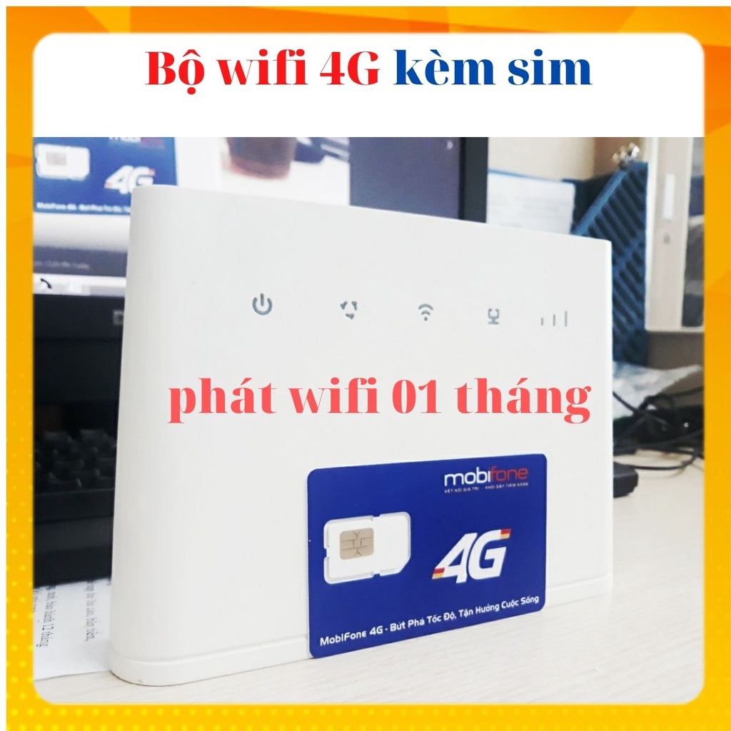 Bộ phát wifi 4G Mobiwifi tặng sim 4G miễn phí 1 tháng. Bộ phát wifi tại nhà gồm Router Huawei B311 và 1 sim 4G Mobifone