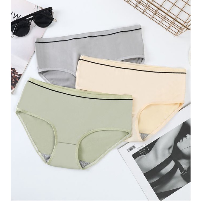 Quần lót nữ organic cotton Kately viền đen, màu trơn basic, thoải mái, nữ tính QL004 | BigBuy360 - bigbuy360.vn