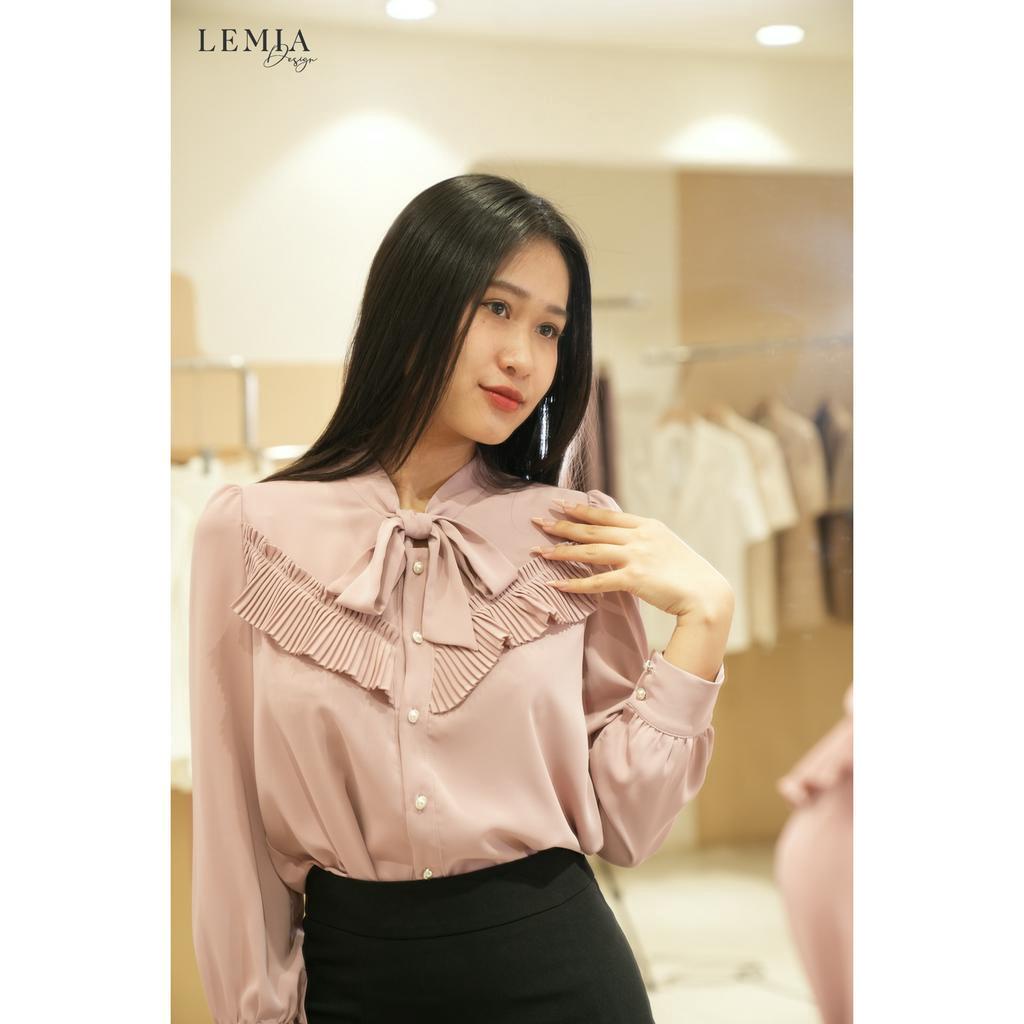 Áo Sơ Mi Cổ Buộc Nơ Xếp Ly Ngược Thời Trang Công Sở Thanh Lịch By LEMIA Design - 22A301