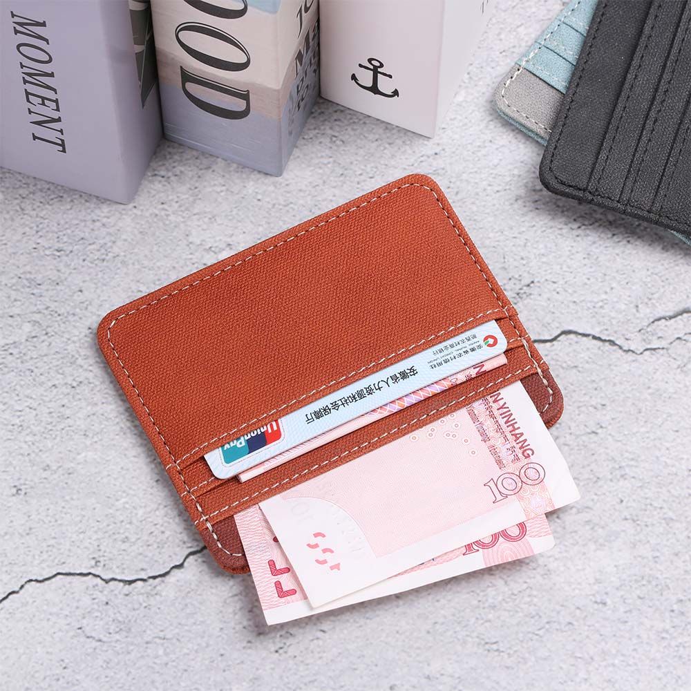 Ví Da Pu Đựng Thẻ Siêu Mỏng Thời Trang Cho Nam Và Nữ Ốp