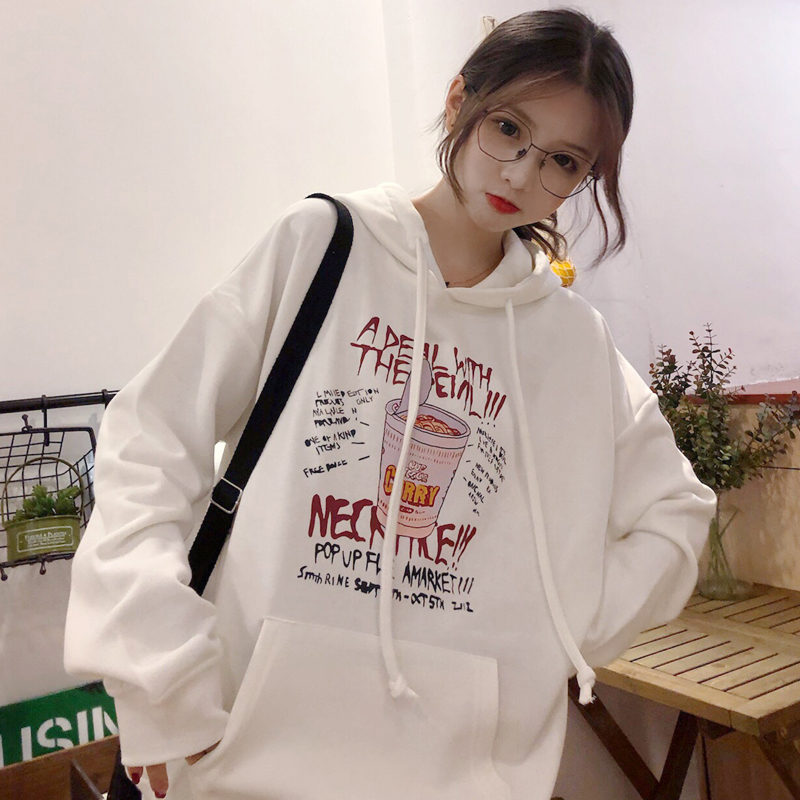 Women Korean Printed Long Sleeve ulzzang Hoodie
