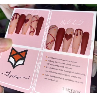 [ Nails Box] Móng úp giả thiết kế vẽ tone choco nhám