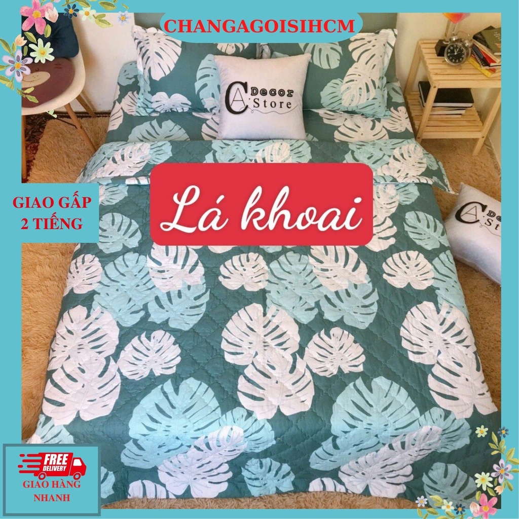 Ga trải giường bo chun 1m8x2m,Vải cotton poly,có chọn mẫu trên bài đăng-MẪU LÁ KHOAI