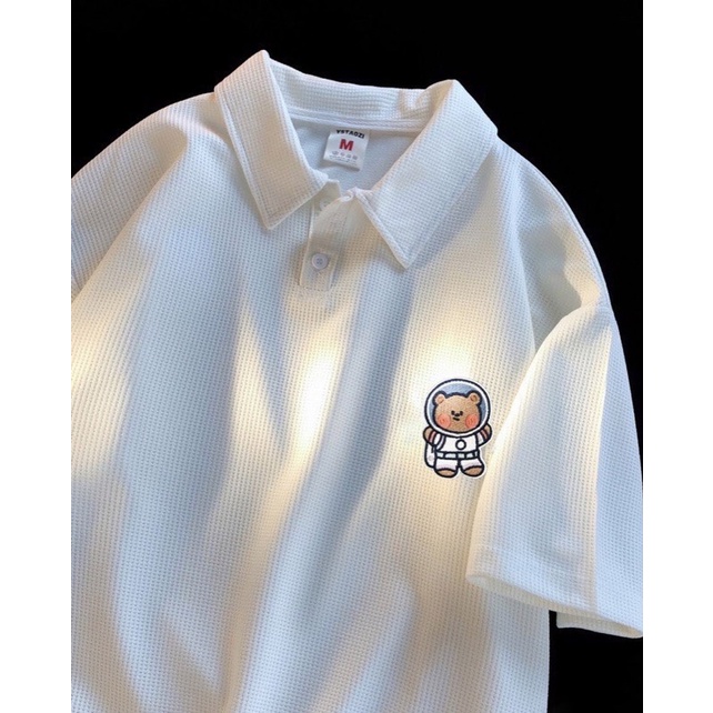 ÁO POLO THÊU HÌNH GẤU CỰC KỲ DỂ THƯƠNG FORM DÀNH CHO NAM NỮ ĐỀU OK - CHẤT BC TÀU XỊN XÒ