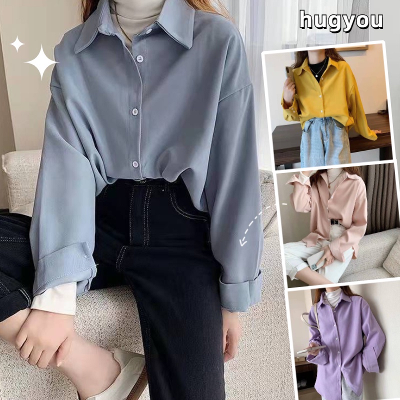 Áo Sơ Mi Nữ Dài Tay Cổ Bẻ Thời Trang Hàn