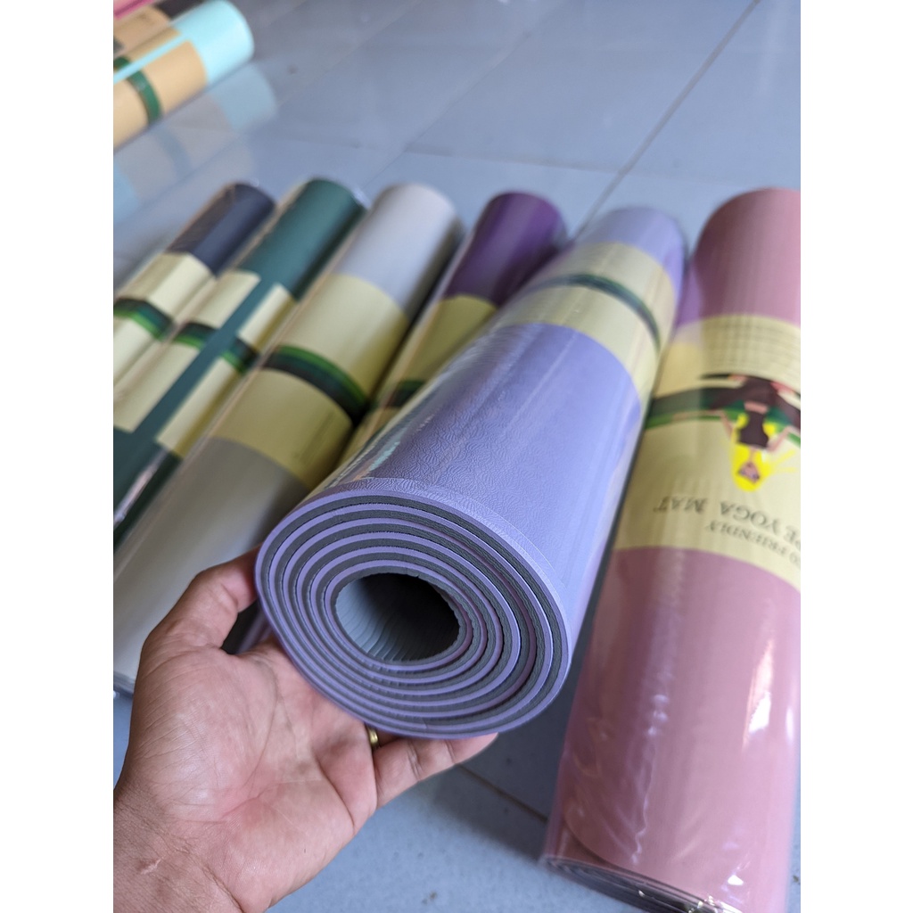 Thảm Tập Yoga TPE cao su Pu 2 Lớp dày 6mm eco friendly chống trượt tphcm không định tuyến