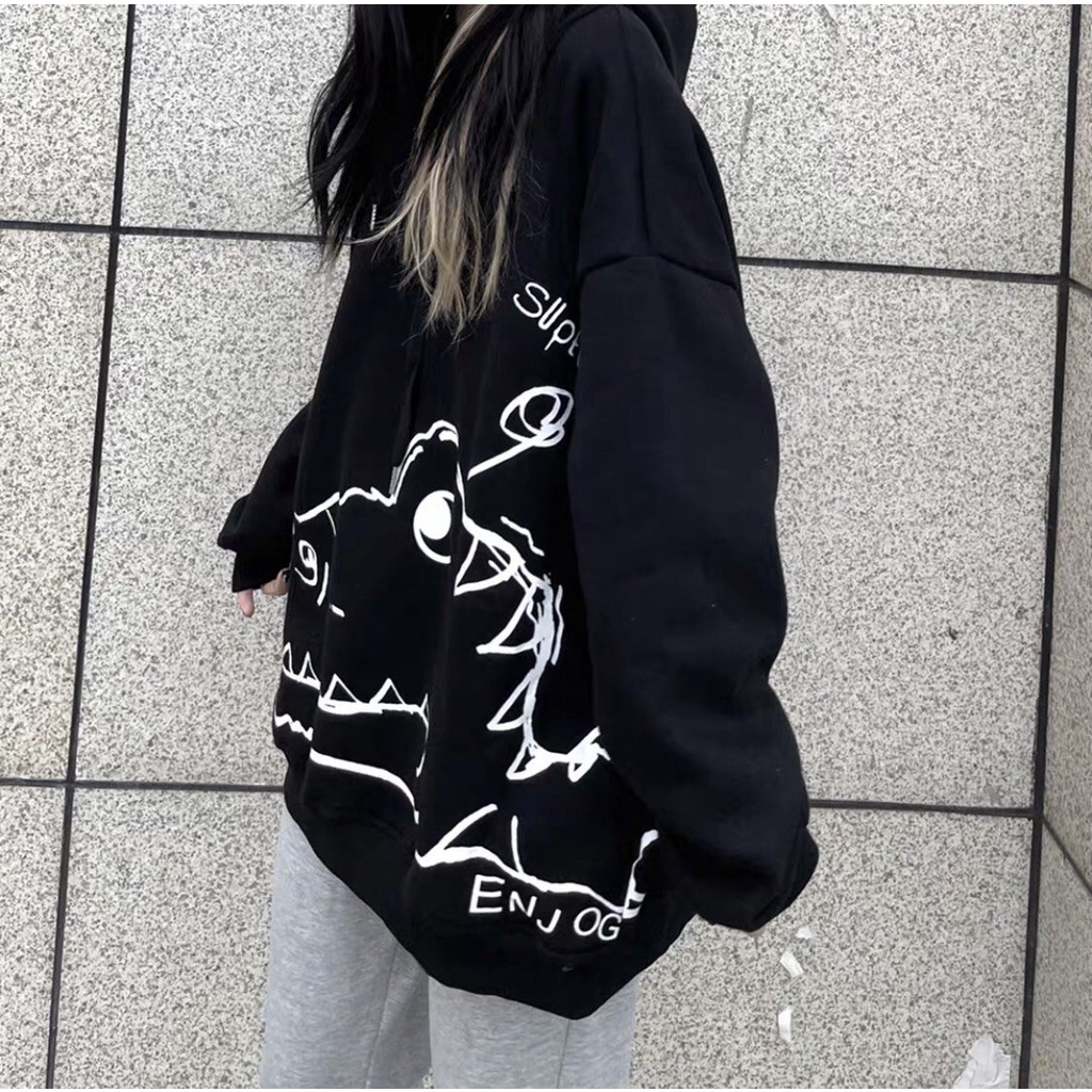 Áo Hoodie Nỉ Nam Nữ Dài Tay Có Mũ Họa Tiết Khủng Long Vẫy Đuôi Thời Trang Zenkocs3 MEN TOP 236