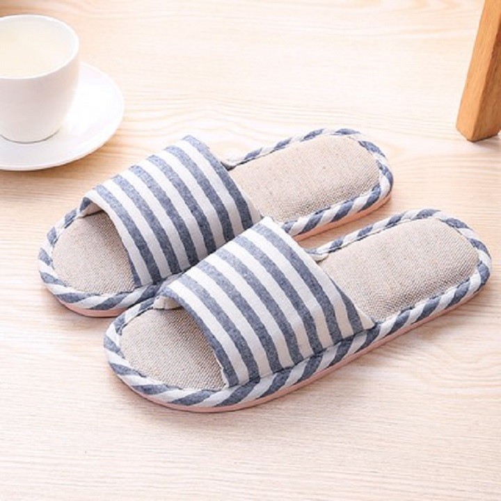 Dép vải đi trong nhà Kẻ sọc hàn quốc 1809 siêu thị gia đình vp88