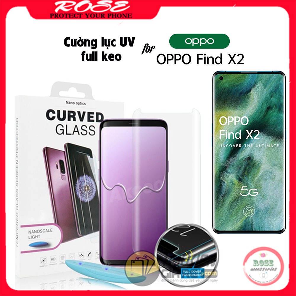 Kính cường lực Oppo Find X2 - Full keo UV Loại xịn- Có video hướng dẫn dán tại nhà