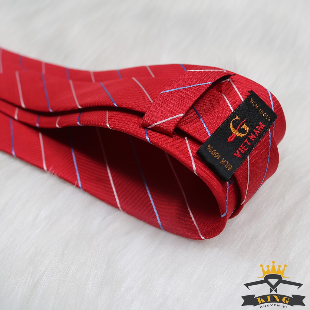 Cà vạt nam đỏ KING vải mịn cao cấp công sở, bản lớn to 8cm ( C054 )