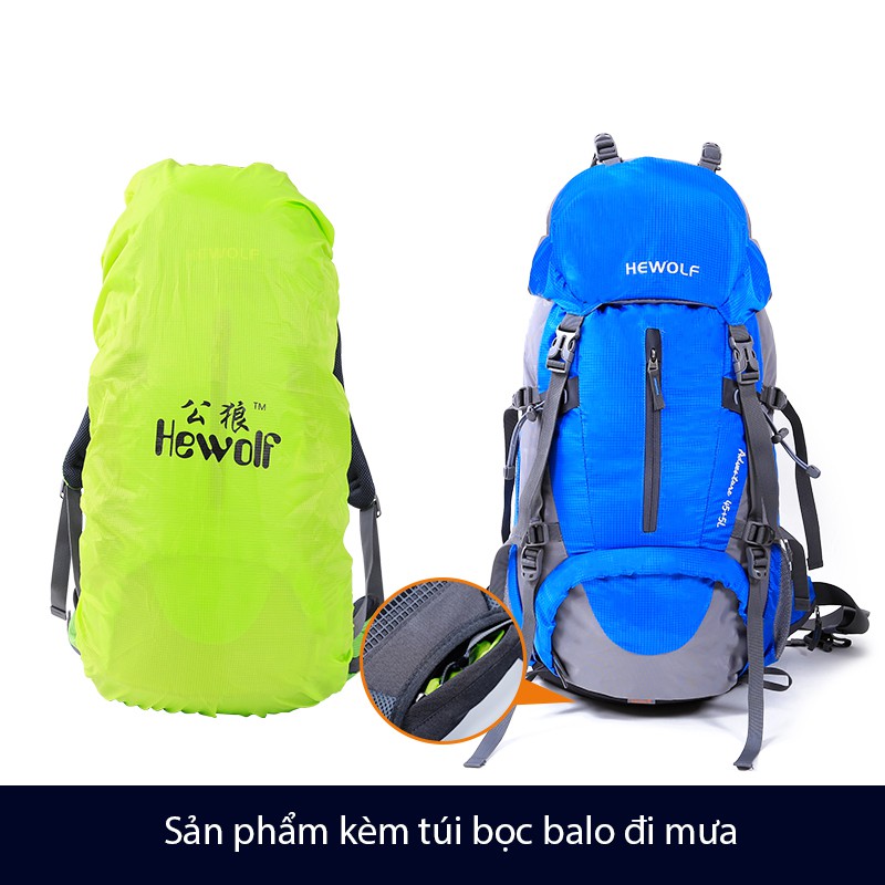 Balo cao cấp 50L, balo leo núi, balo trekking HEWOLF - B1650