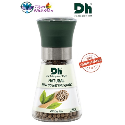 Natural Tiêu Sọ Hạt Phú Quốc - Nắp Cối Xay Ceramic 45g 🍀 Dh foods 🍀 Nhà Mèn