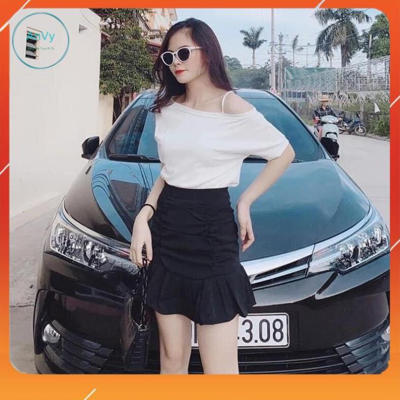 Áo thun nữ, áo trễ vai 1 dây chất liệu cotong sang chảnh 3màu đen, trắng, vàng | BigBuy360 - bigbuy360.vn