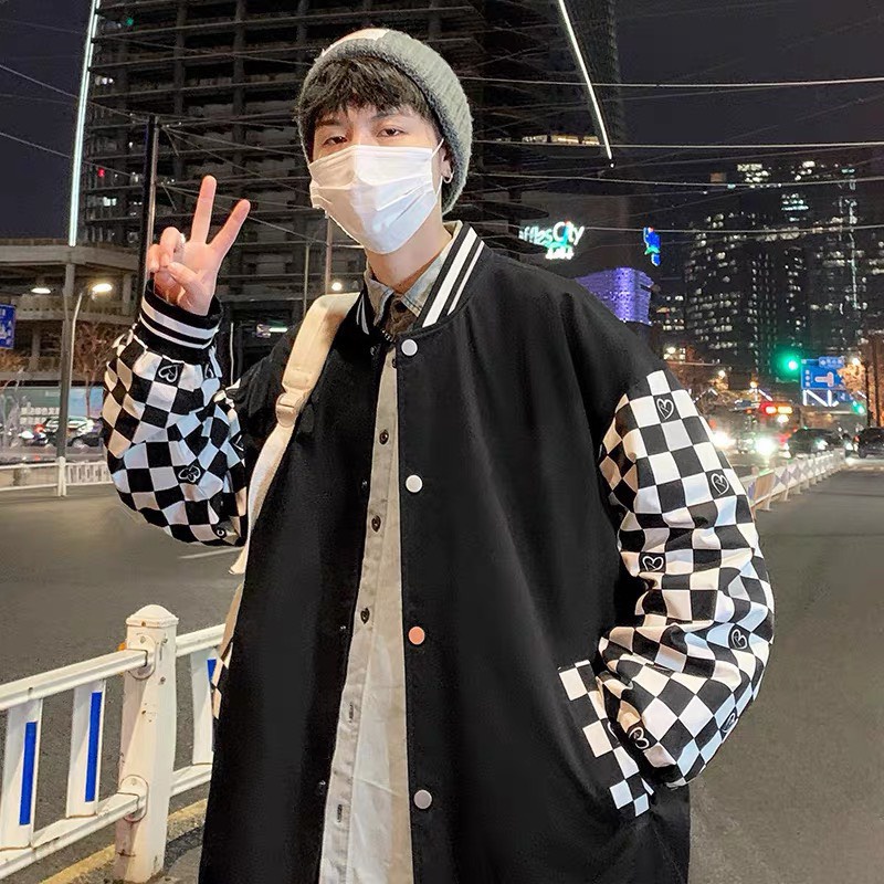 Áo Khoác Bomber Form Rộng Nam Nữ Phối Tay Kẻ Caro Siêu Chất Thời Trang Siêu Xịn Mẫu Mới ANN BOUTIQUE