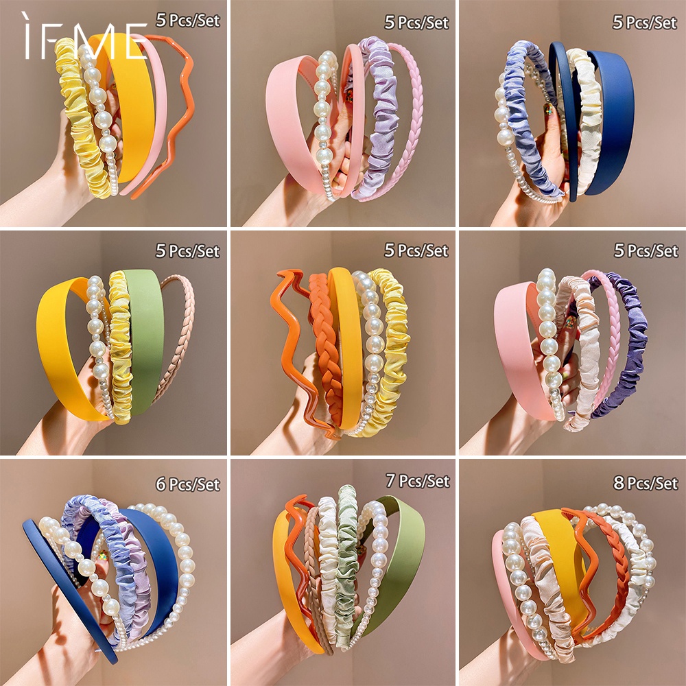 IF ME Cài Tóc Bằng Lụa Đính Ngọc Trai Nhiều Màu Sắc Thời Trang Hàn Quốc Thanh Lịch Cho Nữ