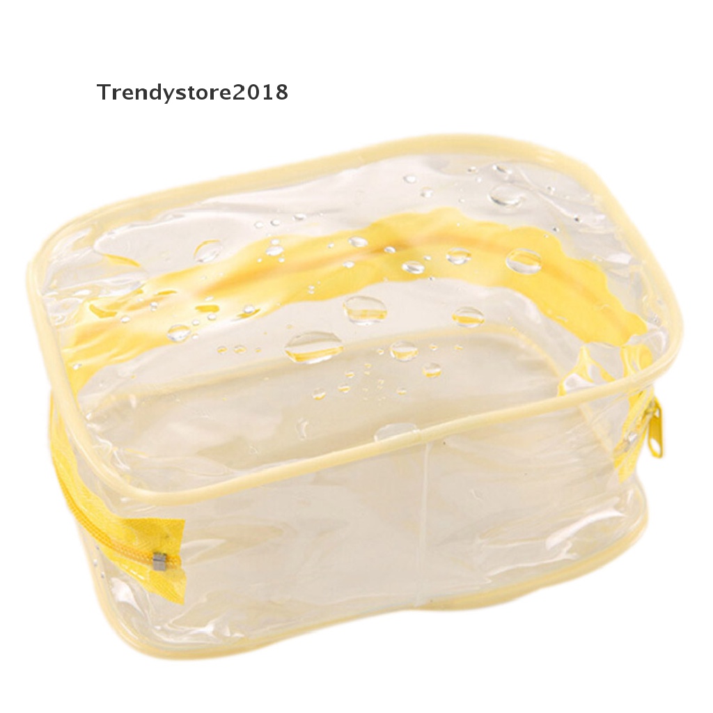 [Hàng mới về] Túi đựng mỹ phẩm chất liệu nhựa PVC trong suốt có khóa kéo thời trang 2018