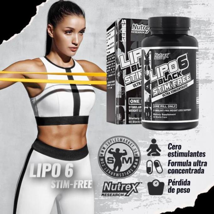 Viên Uống Hỗ Trợ Đốt Mỡ Không Chất Kích Thích Nutrex Research Lipo 6 Black Stim Free 60 Viên Từ Mỹ