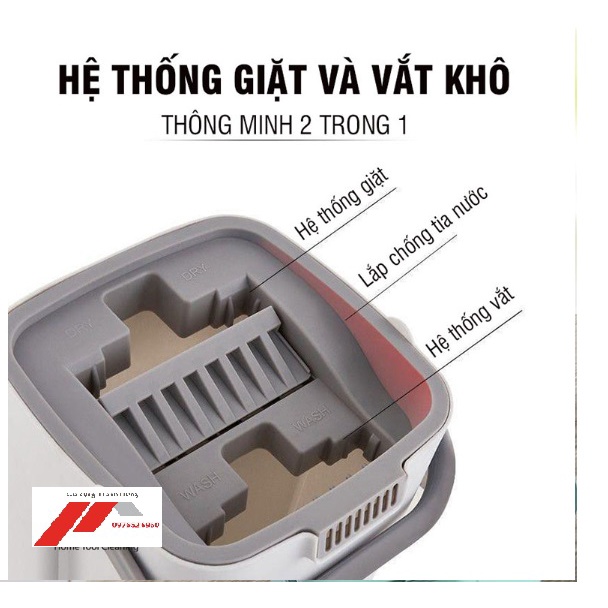 Cây lau nhà thông minh MOP SCRATCH tự vắt xoay 360 độ, Chổi lau nhà tự vắt chính hãng