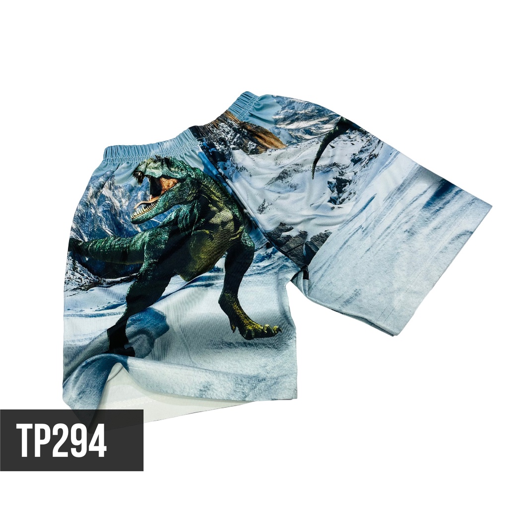 Đồ bộ bé trai thun lạnh co giãn 4 chiều in 3D hình khủng long t-rex size đại từ 10-60kg Kunkun Kid TP294 cao cấp