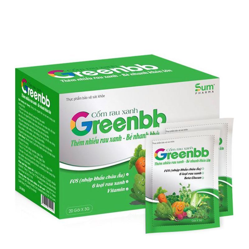 Cốm rau xanh BIO ACIMIN FIBER GREENBB men bổ sung chất xơ cho bé, chống táo bón hộp 20 gói date mới
