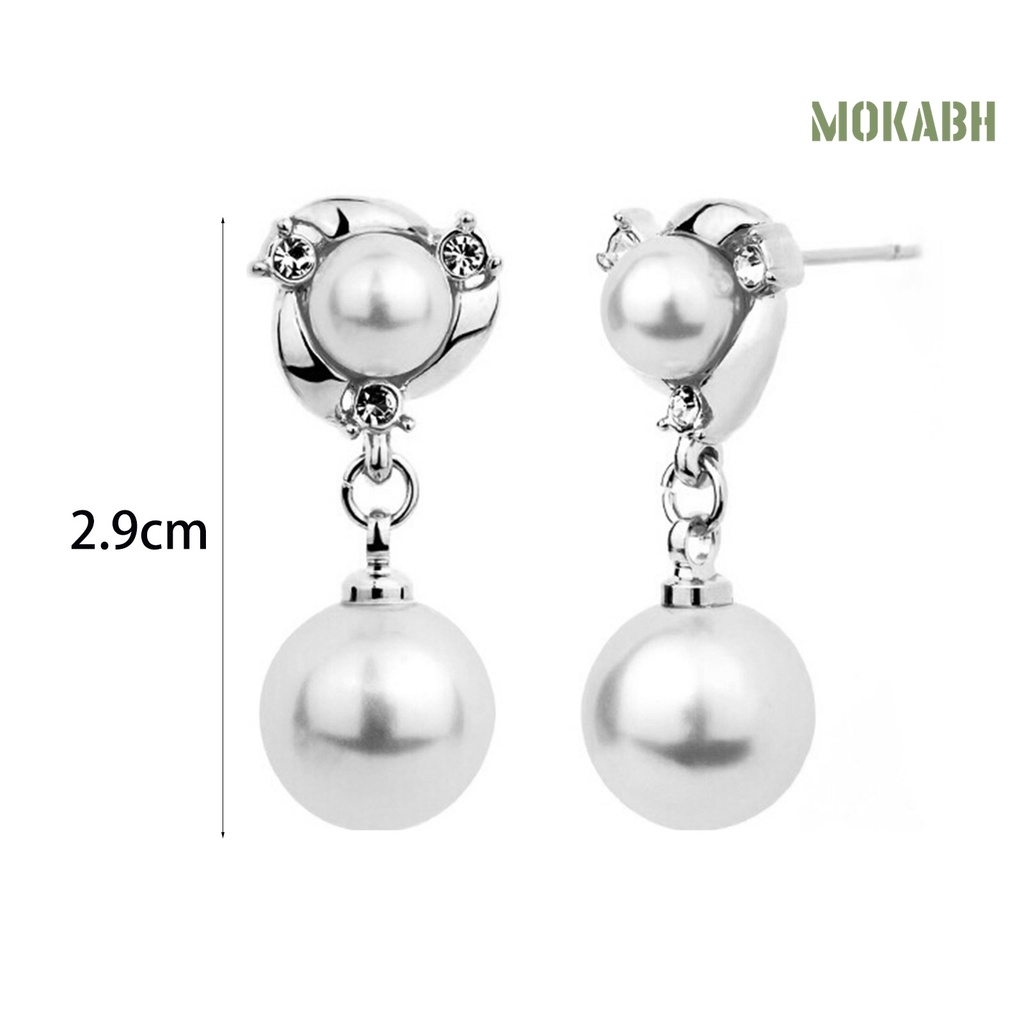 Khuyên Tai Dạng Vòng Lủng Lẳng Xỏ Hạt Ngọc Trai Nhân Tạo Phối Tua Rua 2 Màu Thời Trang Dự Tiệc