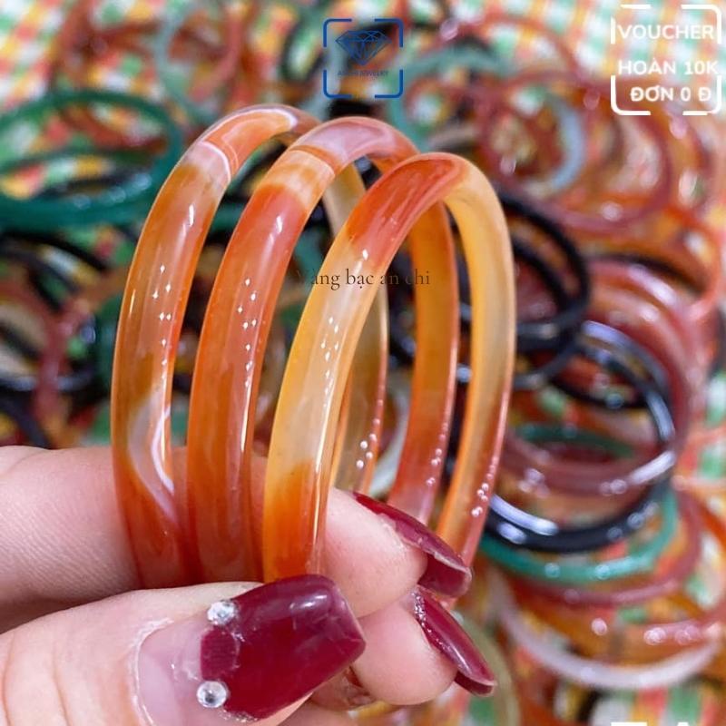 Vòng tay đá mã não liền khối bản dẹt màu xanh, đỏ, đen phong thủy mệnh mộc, thủy, hỏa, thổ. Anchi jewelry