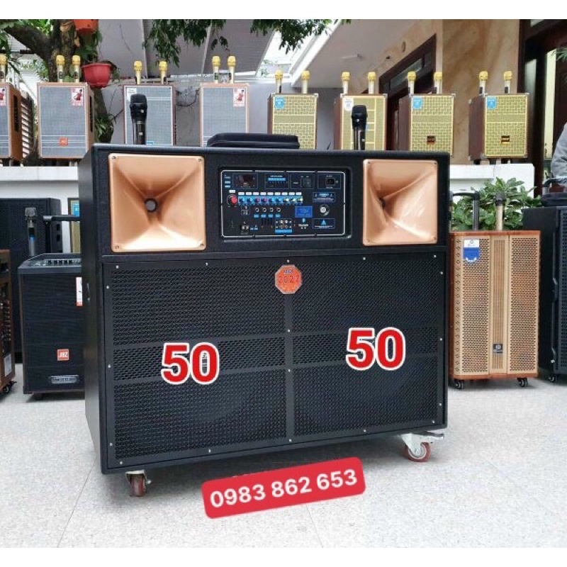 Loa kéo công suất lớn HLOV K77 bas đôi 50