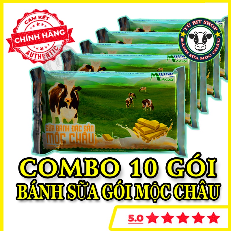 Combo 10 Bánh sữa Mộc Châu gói 200g [Bánh sữa vị nguyên bản truyền thống - gói tiện dụng]