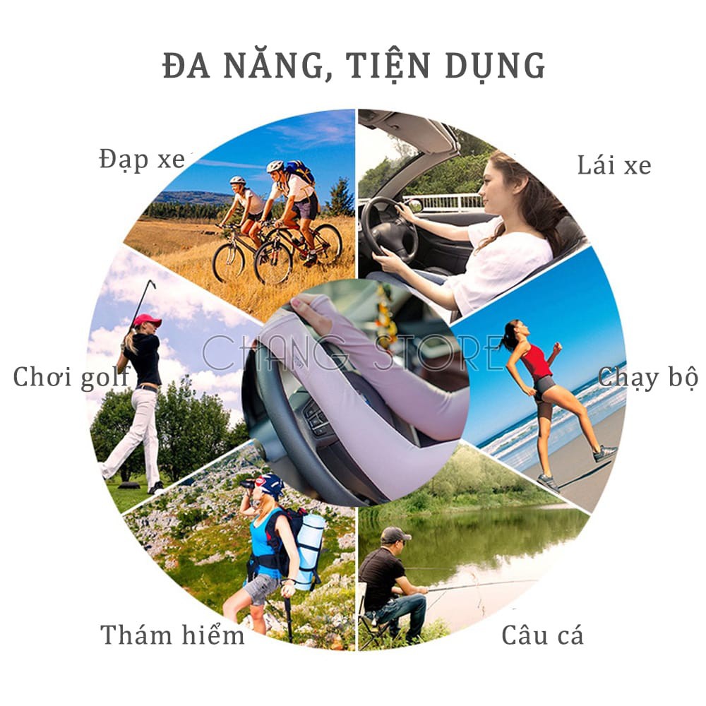 Găng tay chống nắng nam nữ chống tia UV, xỏ ngón được, làm mát da Hàn Quốc