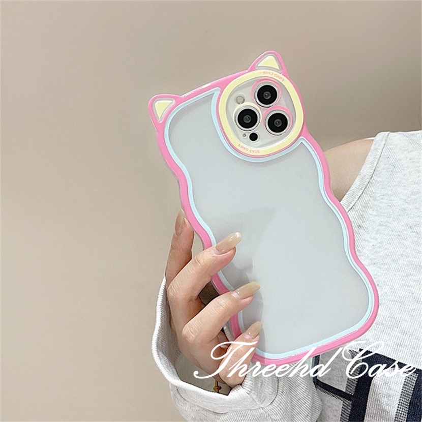 Ốp Điện Thoại Mềm Họa Tiết Tai Mèo Màu Kẹo Cho iPhone 14 13 12 11 Pro Max SE2020 X XR Xs Max 7 8 6 6s Plus