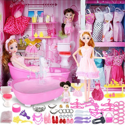 ☬♀Nhà tắm bồn tắm lớn Barbie Barbie 30 cm búp bê cô gái công chúa đồ chơi chơi nhà đồ nội thất bồn tắm