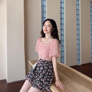Áo croptop vân hồng