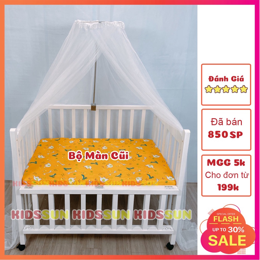 [Now Ship] Màn Cũi Và Khung Treo Màn KIDSSUN Cho Cũi Màn Tuyn Trắng Có Cửa Chống Muỗi Phủ Kín Chân