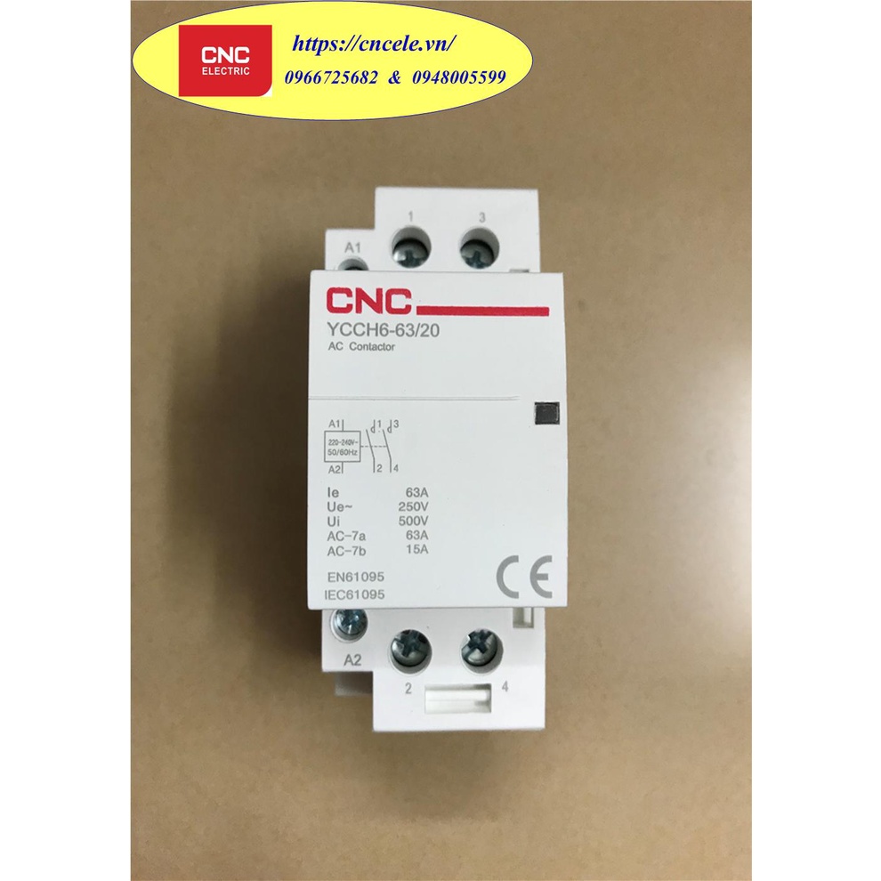Khởi Động Từ CNC 1 Pha – 63A, CONTACTOR CNC 1P - 63A, Mã YCCH6-63/20.