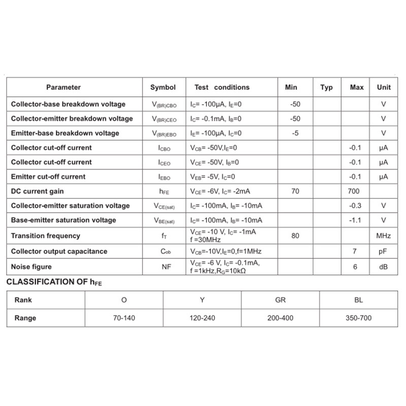 Điện Trở Âm Thanh Toshiba C1815-Y A1015-Y 2SC1815-Y / 2SA1015-Y Chất Lượng Cao