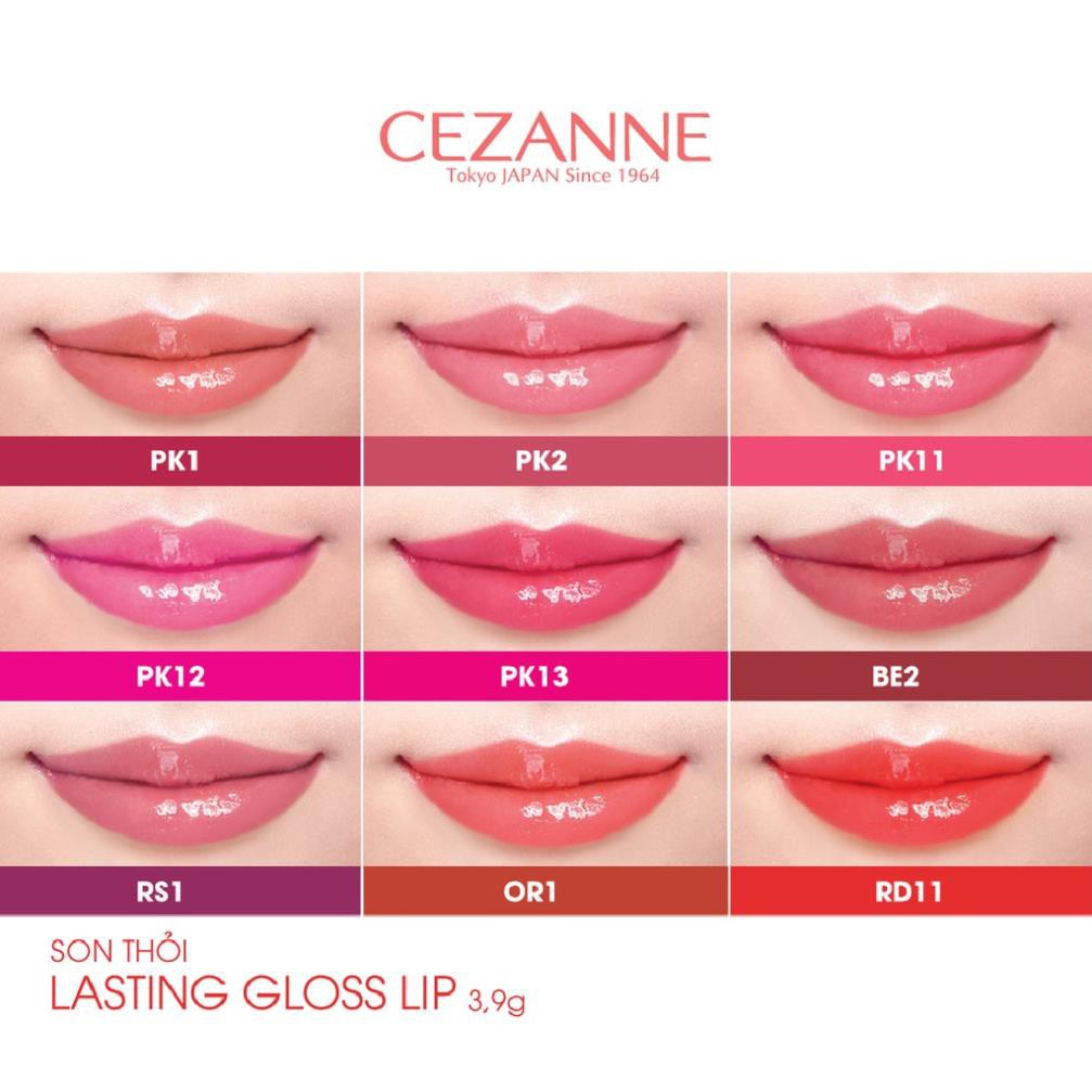 [Nhật nội địa] Son môi Cezanne Lasting Gloss Lip thỏi son dưỡng bóng nhiều màu 3.2g