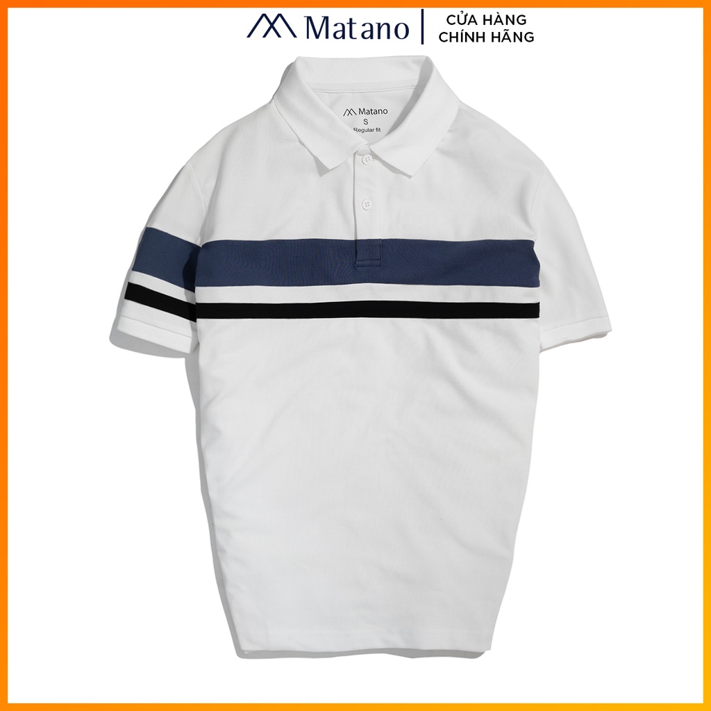 Áo thun polo nam có cổ đẹp MATANO - Áo phông polo nam cổ trụ vải cá sấu cotton hàng hiệu phối màu kẻ sọc lịch lãm PO042 | BigBuy360 - bigbuy360.vn