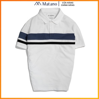 Áo thun polo nam trắng có cổ đẹp MATANO - Áo phông polo nam cổ trụ vải cá sấu cotton hàng hiệu phối màu lịch lãm PO042