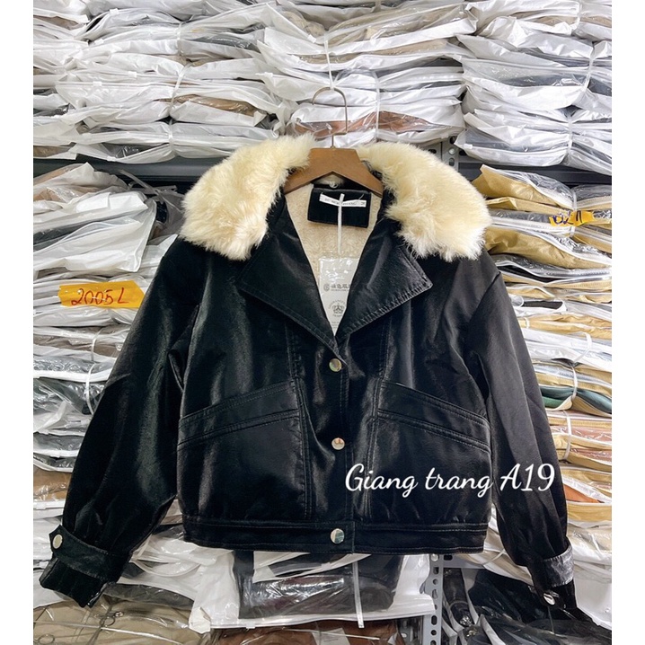 Áo da nhung lót lông  hàng QCL1 - dáng áo bom- rộng