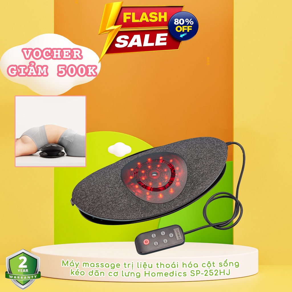 Máy massage và trị liệu thoái hóa cột sống lưng Homedics SP-252HJ giúp kéo dãn cột sống, Bảo hành 2 năm