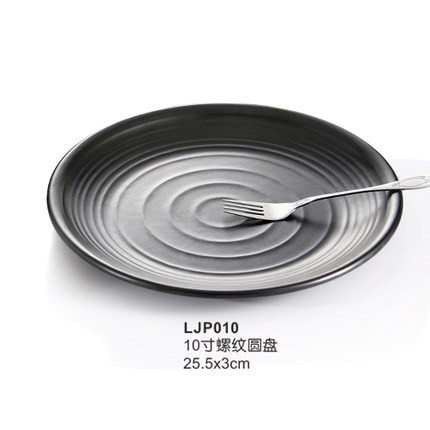 Đĩa nhựa tròn có vân màu đen cao cấp Hàn Quốc 25.5cm LJP010